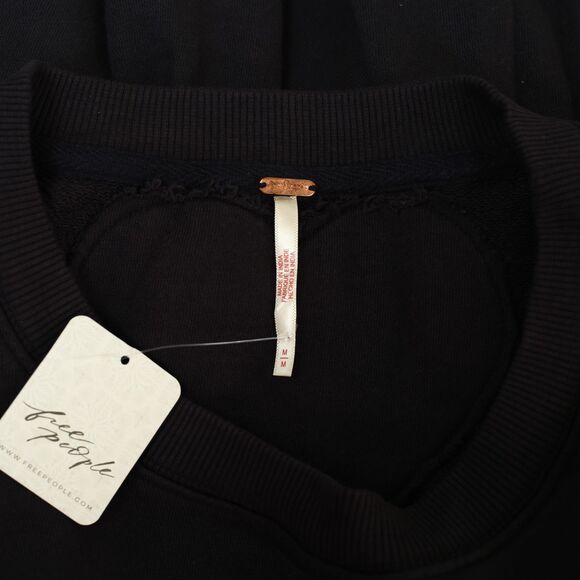 Free People Trish Sweatshirt Top Oversized Slouchy Solid Ribbed Cotton M 283712 - Picture 9 of 9